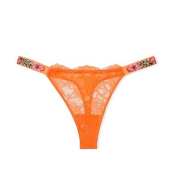 MEDIUM {Victoria's Secret} Orange Rhinestone Straps Brazilian Panty - Picture 7 of 8